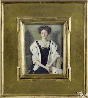 Heloise Redfield (American, b. 1883), watercolor on ivory portrait of Mrs. A. Gould