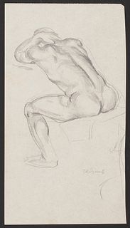 Paul Cadmus Nude Back View Graphite on Paper