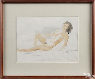 Stephen Etnier (American 1903-1984), watercolor of a female nude, signed lower right, 9'' x 12''.