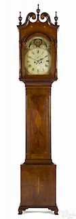 Pennsylvania Federal cherry tall case clock, ca. 1800, with an eight-day movement