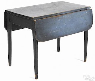 Child's painted poplar drop leaf table, 19th c., retaining its original blue surface, 20 1/2'' h.