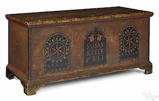 Dauphin County, Pennsylvania painted pine dower chest, dated 1813, inscribed Susan Kifer