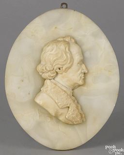Relief carved marble profile bust of German composer Christoph Willibald Gluck (1714-1787)