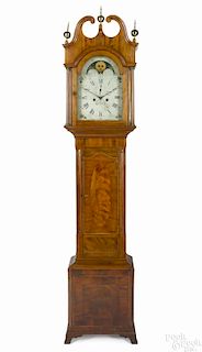 New Jersey Federal mahogany tall case clock, ca. 1805, with an eight-day works