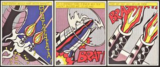 Roy Lichtenstein AS I OPENED FIRE Lithograph Triptych, Signed