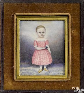 Moses B. Russell (American 1809-1884), miniature watercolor on ivory portrait