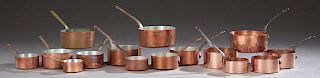 Three Sets of French Graduated Copper Sauce Pans,