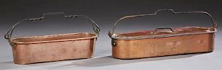 Two French Copper Fish Poaching Pans, early 20th c