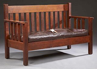 Mission Oak Settee, early 20th c., possibly Stickl