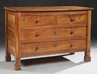 French Carved Walnut Empire Commode, 19th c., the
