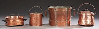 Group of Four French Copper Kitchen Items, 19th c.