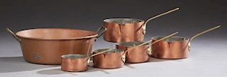 Group of Six French Copper Kitchen Items, early 20