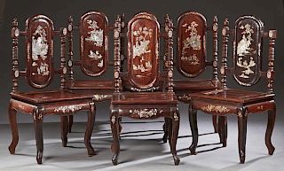 Set of Six Chinese Carved Rosewood Side Chairs, 20