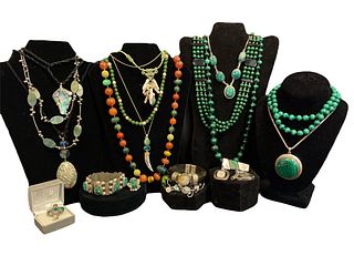 Assorted Malachite, Moissanite, Abalone & Some Sterling Silver Jewelry 