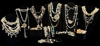 Large Collection Art Deco Pearl, Abalone & Some Sterling Silver Jewelry Assortment