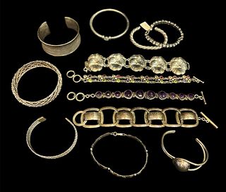 Collection Sterling Silver & Assorted Gemstone Bracelets 