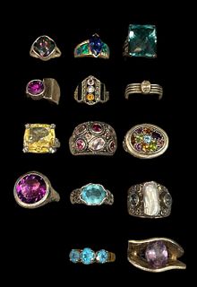 Collection Sterling Silver and Assorted Gemstone Rings 