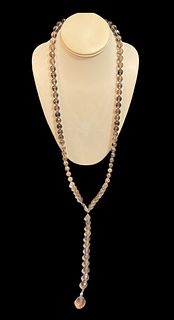 Smokey Quartz with Pendant Tassel & Diamond Hook Necklace 