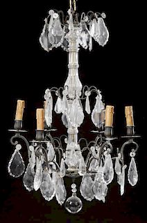 French Six Light Patinated Spelter Louis XVI Style