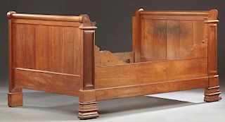 French Carved Cherry Sleigh Bed, 19th c., the ends