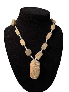 Asian Carved Wood Necklace 