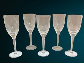 5 Lalique, Angel Pattern, Champagne Flute Glasses