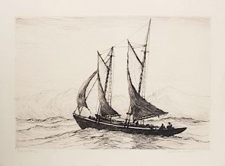REYNOLDS BEAL (1867-1951): DEEP SEA FISHERMAN; MACKEREL SEINING, OFF GLOUCESTER; BLOCK ISLAND FISHING FLEET; AND MARBLE HEAD 