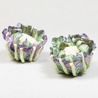 Pair of Lady Anne Gordon Porcelain Models of Cauliflower