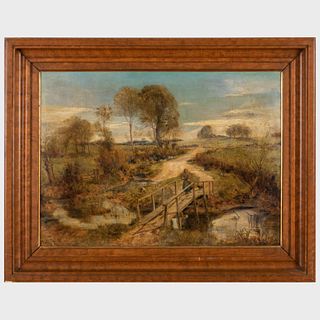 Attributed to Lucas Van Uden (1595-1672): Landscape with Footbridge