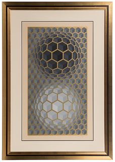 Victor Vasarely (Hungarian / French, 1906-1997) 'Album Meta: Seven Plates #6' Serigraph