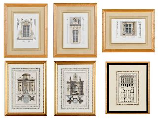 Group of 6 Architectural Engravings