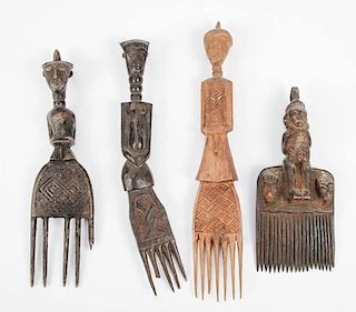 Collection of 4 African Combs