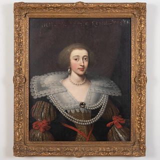 Attributed to Cornelis Jonson (1593-1661): Portrait of a Lady said to be Henrietta Maria, Wife of Charles I