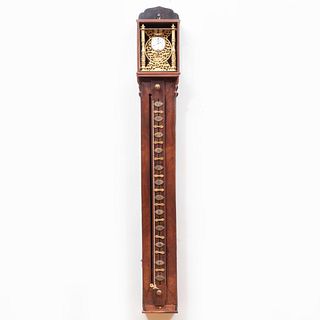 Japanese Brass-Mounted Hardwood Striking Pillar Clock (Shaku Dokei)  