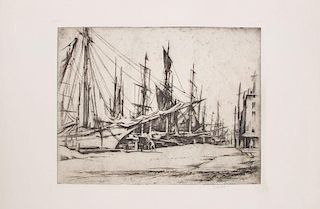 EARL HORTER (1881-1940): OLD PHILADELPHIA; NEW BEDFORD WHALERS; MIDDLE ALLEY; AND THE ANTIQUE SHOP