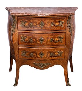 Marquetry Marble Top Dresser