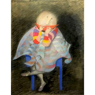 Graciela Rodo Boulanger, Bolivian (b. 1935) Pastel "La Pasteque". Signed and dated 1984.