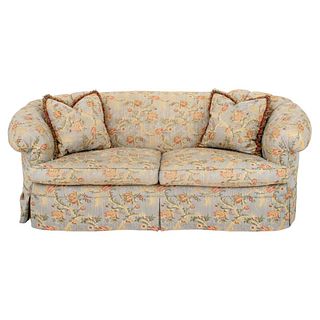 Floral Brocade Upholstered Two Seater Sofa