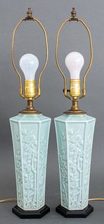 Chinese Turquoise Porcelain Table Lamps, 2
