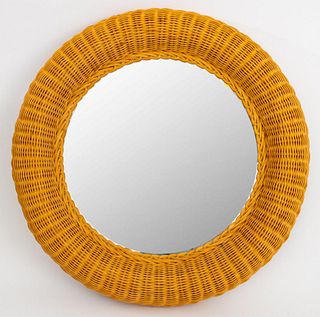 Wicker Framed Circular Mirror