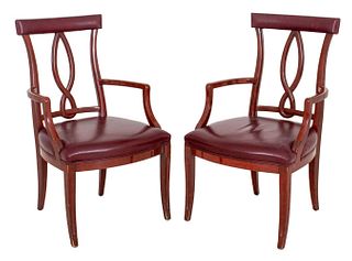 Regency Style Lacquered Upholstered Armchairs, 2