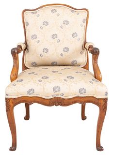 Louis XV Style Provincial Fruitwood  Arm Chair