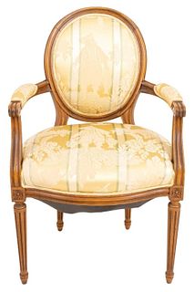Louis XVI Style Provincial Fruitwood Arm Chair