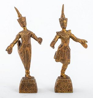 Thai Gilt Bronze Dancer Figures, 2