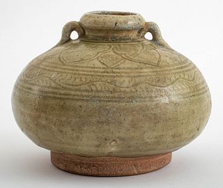 Antique Thai Celadon Glazed Ceramic Vase