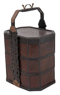 Japanese Steel-mounted Woven Tiered Basket
