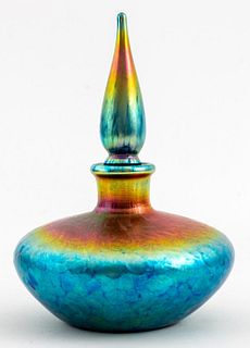 Lundberg Studios Iridescent Glass Perfume Bottle