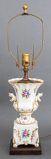 Sevres Manner Porcelain Urn Vase Mounted Lamp