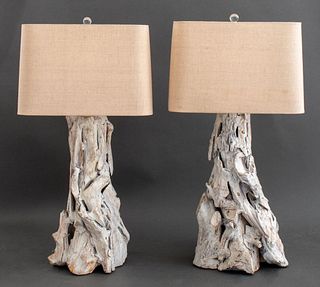 Cape Cod Style Cerused Wood Table Lamp, 2
