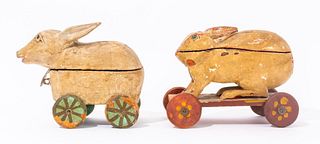 Indian Folk Art Painted Wood Rabbit Toy, 2